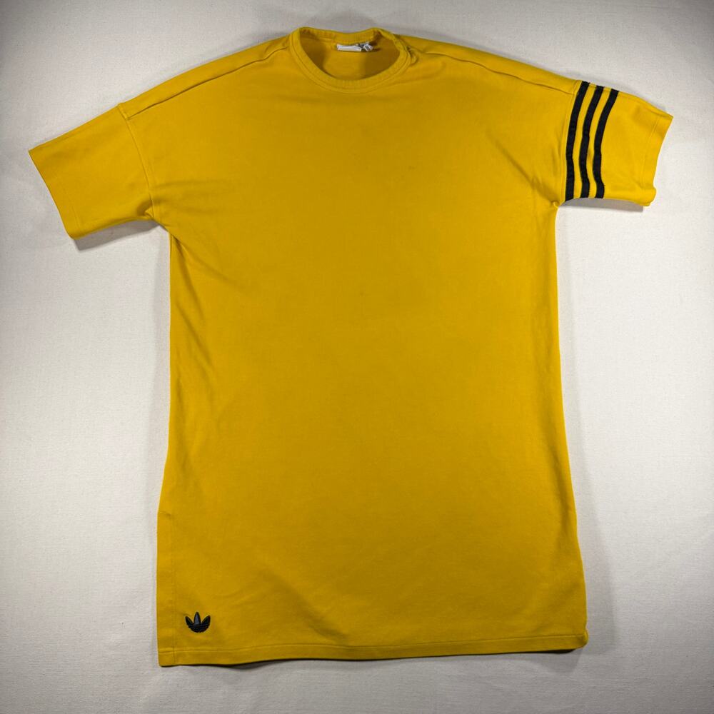 Adidas Originals Yellow 3-Stripes Tee Dress Tunic Womens US Small